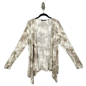 Threads Saks Fifth Avenue Tan White Lightweight Open Waterfall Cardigan Medium